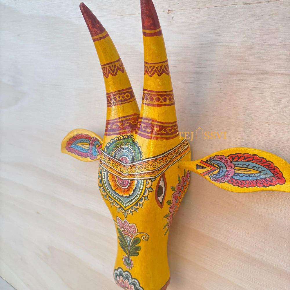 Wooden Cow Head | Bull | Nandi Head Mask Wall Décor. Wooden Wall Hanging. Ethnic Indian Art Best Minimalist Gift Idea for Christmas/Diwali