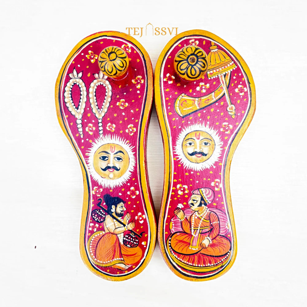 Handmade Wooden Paduka Set: Indian Spiritual Charan Footwear / Handcrafted Paduka for Home Décor.