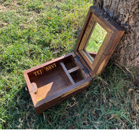 Antique Indian Shaving Box with Mirror Reclaimed Wood & Brass / Wooden Hand Painted Saving Box/ Wooden Box/ Painting Box With Mirror.