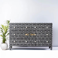 Handmade Indian Bone Inlay Geometric Pettern Sideboards 6-Drawer Sideboard / Bone Inlay Sideboards /bone inlay cabinet / bone inlay Console.