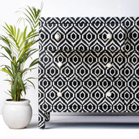 Handmade Indian Bone Inlay Geometric Pettern Sideboards 6-Drawer Sideboard / Bone Inlay Sideboards /bone inlay cabinet / bone inlay Console.