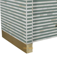 Bone Inlay Sideboard Striped Pattern Media Cabinet / Handmade Indian Dresser / Bone Inlay Luxury Furniture.