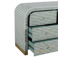 Bone Inlay Sideboard Striped Pattern Media Cabinet / Handmade Indian Dresser / Bone Inlay Luxury Furniture.