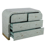 Bone Inlay Sideboard Striped Pattern Media Cabinet / Handmade Indian Dresser / Bone Inlay Luxury Furniture.