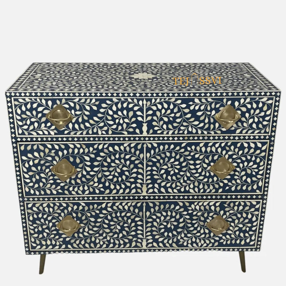 Handmade Bone Inlay Cabinet: Geometric Indian 6-Drawer Sideboard / bone inlay furniture /bone inlay cabinet /bone inlay luxury furniture .
