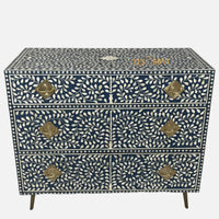 Handmade Bone Inlay Cabinet: Geometric Indian 6-Drawer Sideboard / bone inlay furniture /bone inlay cabinet /bone inlay luxury furniture .