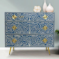Handmade Bone Inlay Cabinet: Geometric Indian 6-Drawer Sideboard / bone inlay furniture /bone inlay cabinet /bone inlay luxury furniture .