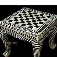 Handmade Bone Inlay Floral Black Coffee Table | Bone Inlay Table| Modern Luxury Furniture