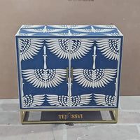 Bone Inlay Swan Pattern Cabinet / Indian Art Sideboard / Bone Inlay Side Boards / Bone Inlay Cabinet and Console Luxury Furniture.