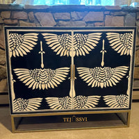 Bone Inlay Swan Pattern Cabinet / Indian Art Sideboard / Bone Inlay Side Boards / Bone Inlay Cabinet and Console Luxury Furniture.