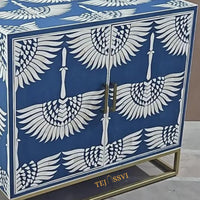 Bone Inlay Swan Pattern Cabinet / Indian Art Sideboard / Bone Inlay Side Boards / Bone Inlay Cabinet and Console Luxury Furniture.