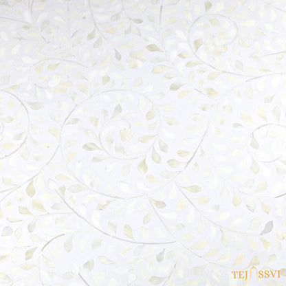 BONE Inlay Round Coffee Table / Centre Table, Bone Inlay Floral Round Coffee Table Handmade Bone Inlay Modern Pattern Furniture.