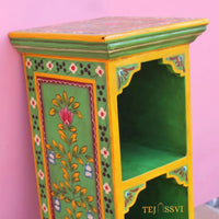 Indian Floral designed Side Storage / Wooden Cabinet | Hand Painted | Wooden Big Cabinet | Living Room Furniture.