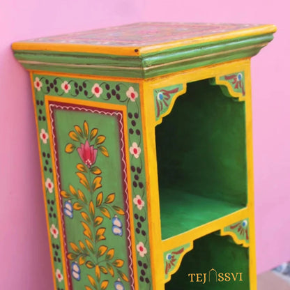 Indian Floral designed Side Storage / Cabinet | Bedside, Siade Table, Hand Painted, Wooden Big Cabinet, Living Room Furniture, Fine Panting