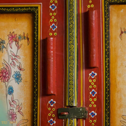 Indian Decorative Wardrobe, Wooden Hand-Painted Almirah, 2 Door Cabinet, Cupboard, Indian Ethnic Style, Bedroom Furniture, Collectible Art..
