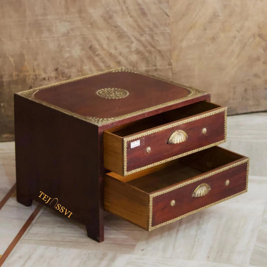 Vintage Mahogany Bedside Cabinet with Brass Shell Handles - Antique Storage Solution, Small Cabinet, Home Decor Sideboard
