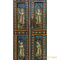 Antique Hand-Painted Wooden Indian Ethnic Cabinet  / Vintage Wooden Sideboard - Rustic Charm for Your Home | Entryway Table | Storage Cupboard.