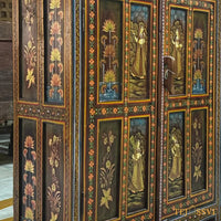 Antique Hand-Painted Wooden Indian Ethnic Cabinet  / Vintage Wooden Sideboard - Rustic Charm for Your Home | Entryway Table | Storage Cupboard.