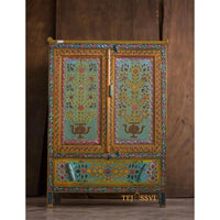 Wooden Hand Painted Sideboard for Living Room and Storage Unit for Home Décor