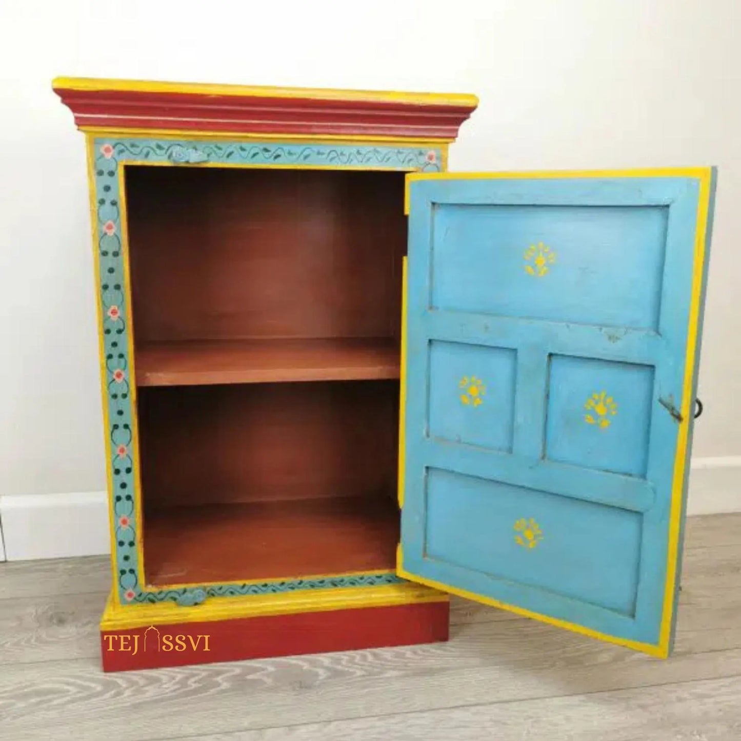 Hand Painted Vase Small Cupboard / Side Storage / Big Cabinet / Hand Painted Furniture / Wooden Big Cabinet / Vintage Cabinet.