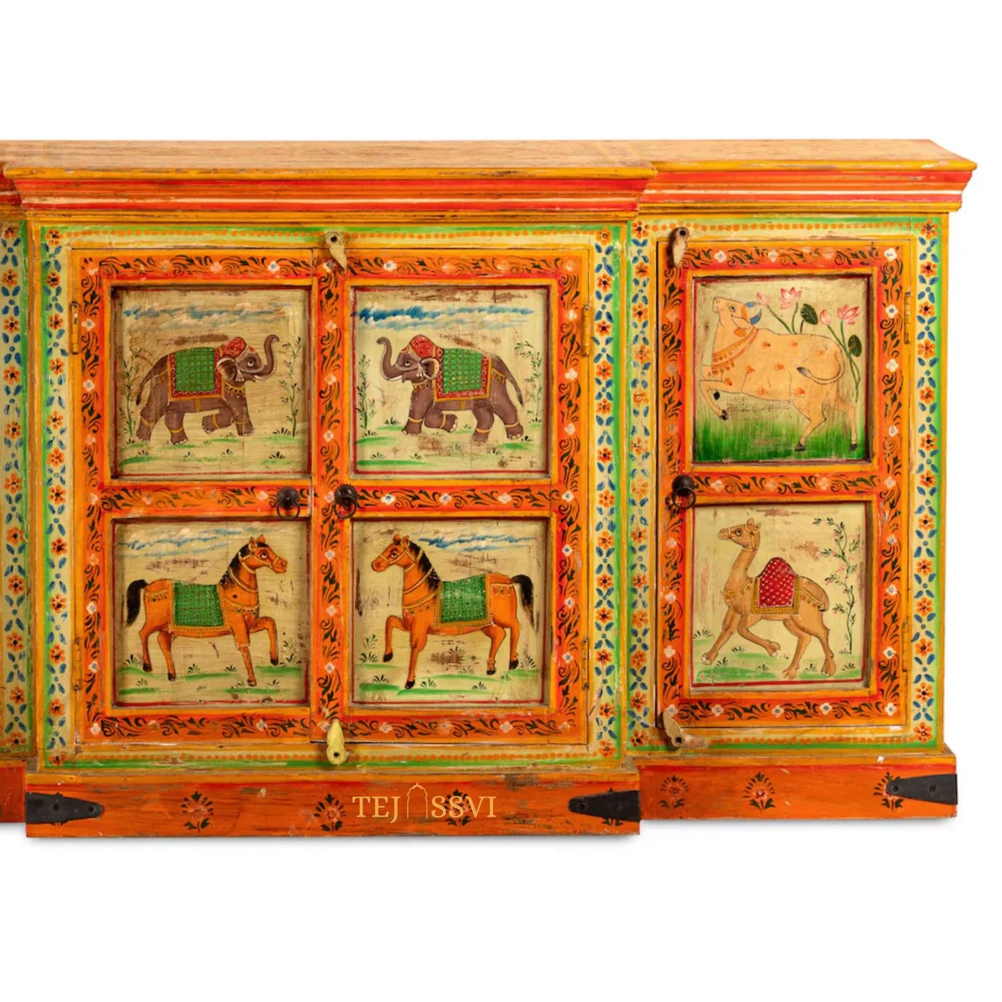 Asura - Hand Painted Sideboard reclaimed Wood Vintage Style/ Side Storage / Cabinet | Bedside, Side Table, Hand Painted, / Vintage Cabinet.