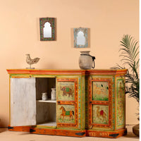 Asura - Hand Painted Sideboard reclaimed Wood Vintage Style/ Side Storage / Cabinet | Bedside, Side Table, Hand Painted, / Vintage Cabinet.
