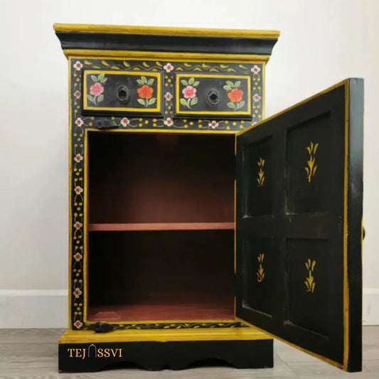 Romany Painted Bedside Cupboard / Cabinet | Bedside, Side Table, Hand Painted, Wooden Big Cabinet, Living Room Furniture, Fine Panting