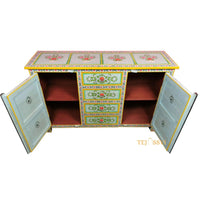 Wooden Floral Designed Side Storage / Wooden Cabinet / Hand Painted Wooden Big Cabinet for Living Room Furniture.
