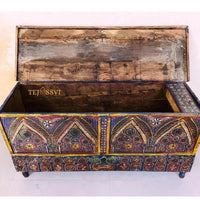 Wooden Indian Storage Trunk / Treasure Chest Furniture / Home Décor / Hand Painted Storage / Hand Painted Indian Trunk / Treasure Box.