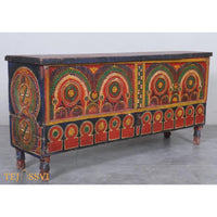 Vintage Stylish Hand Painted Chest Moroccan Box Hand Carved Storage Trunk