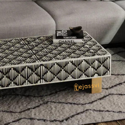 BONE Inlay  Coffee Table / Centre Table, Bone Inlay Honeycomb  Coffee Table Handmade Bone Inlay Modern Pattern Furniture Cocktail Table .