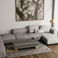 Bone Inlay  Coffee Table / Centre Table / Bone Inlay Honeycomb Coffee Table Handmade Bone Inlay Modern Pattern Furniture Cocktail Table.