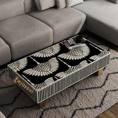 BONE Inlay  Coffee Table / Centre Table, Bone Inlay Honeycomb  Coffee Table Handmade Bone Inlay Modern Pattern Furniture Cocktail Table .