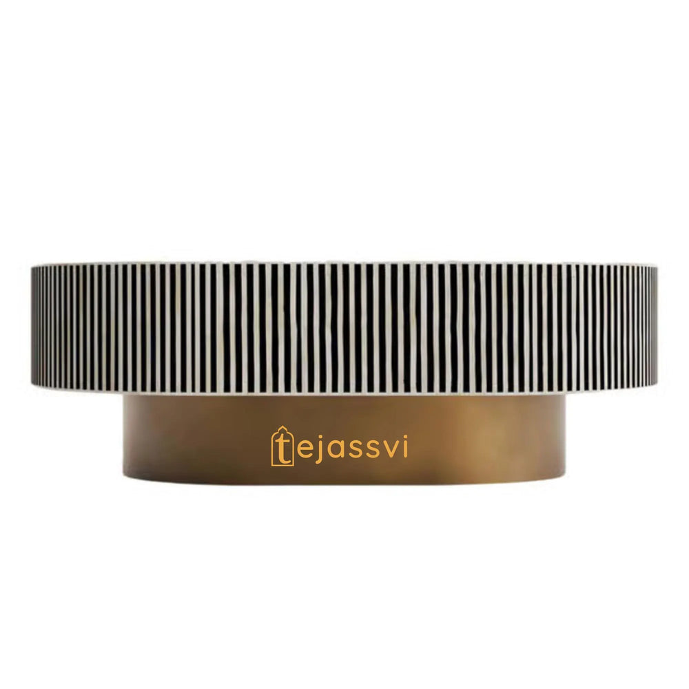 Bone Inlay Oval Coffee Table / Centre Table / Bone Inlay Floral Oval Coffee Table / Handmade Bone Inlay Modern Pattern Furniture.