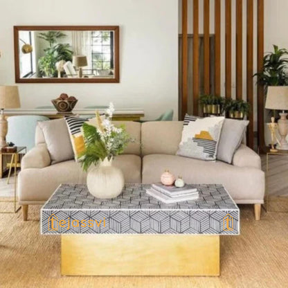 Bone Inlay Wooden Modern Pattern Coffee Table Furniture, Bone Coffee Table/ bone inlay furniture / luxury coffee table for living room .