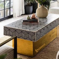 Bone Inlay Wooden Modern Pattern Coffee Table Furniture / Bone Coffee Table / Bone Inlay Furniture / Luxury Coffee Table for Livingroom .