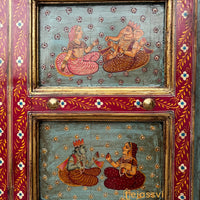 Antique Indian Door | Metal Fitted Handmade Hand Painted SHRINATH Ji Wall Hanging Wall Panel Home Décor.