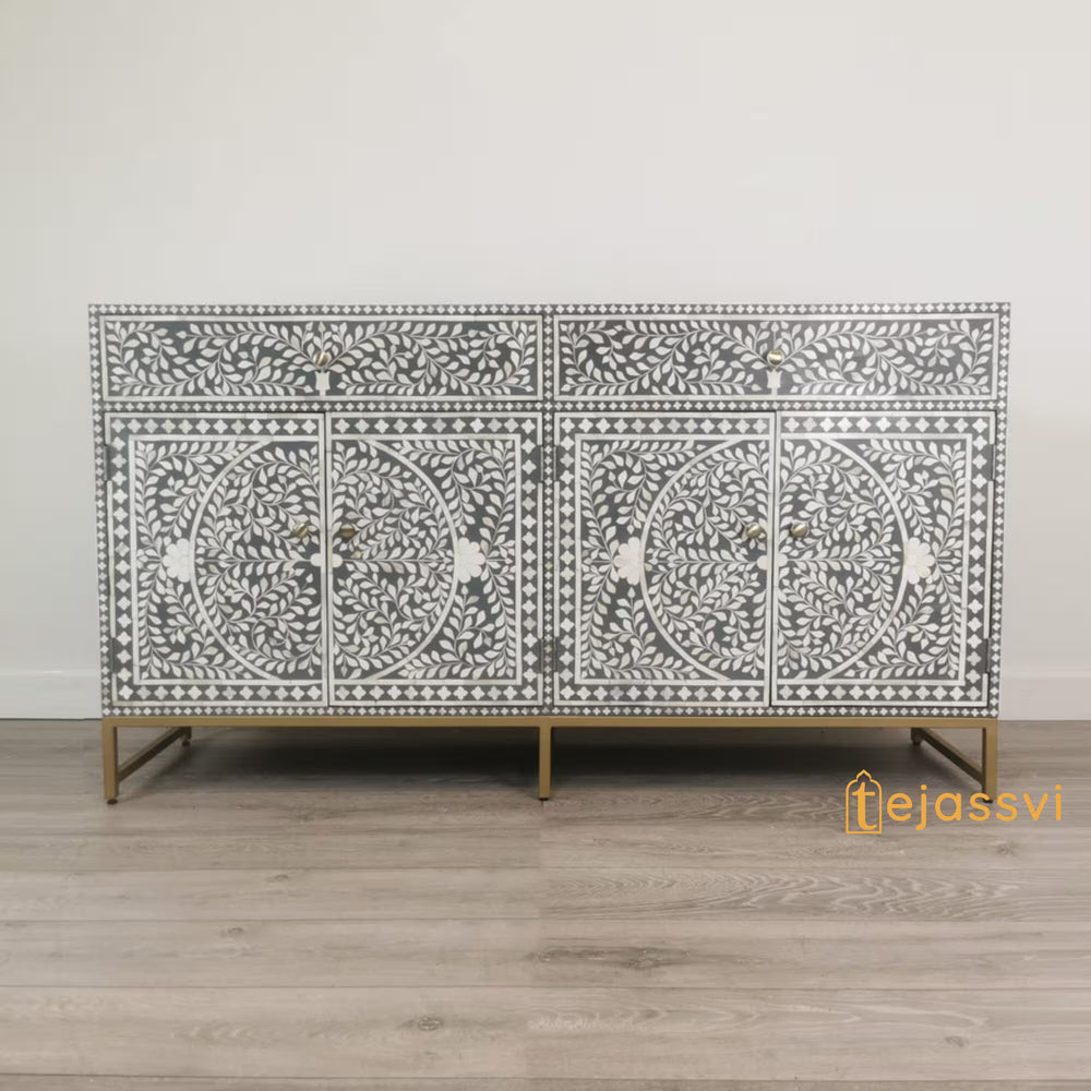 Bone Inlay Sideboard / Bone Inlay Buffet Table / Cabinet Table / Storage Unit Bone Moroccan Inlay 2 Drawers / Bone Inlay Chest of Drawers / Bone Inlay Dresser,