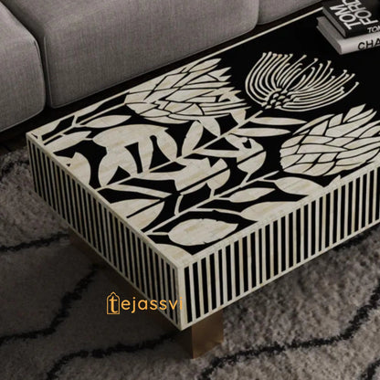 BONE Inlay  Coffee Table / Centre Table, Bone Inlay Honeycomb  Coffee Table Handmade Bone Inlay Modern Pattern Furniture Cocktail Table .