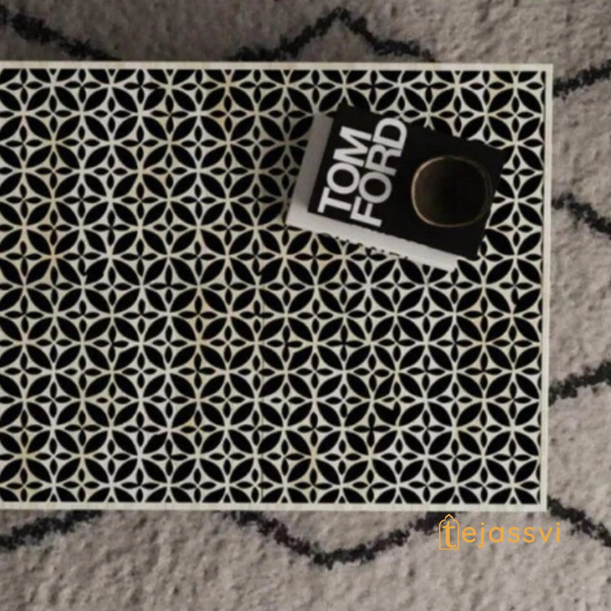 Bone Inlay  Coffee Table / Centre Table / Bone Inlay Honeycomb Coffee Table Handmade Bone Inlay Modern Pattern Furniture Cocktail Table.