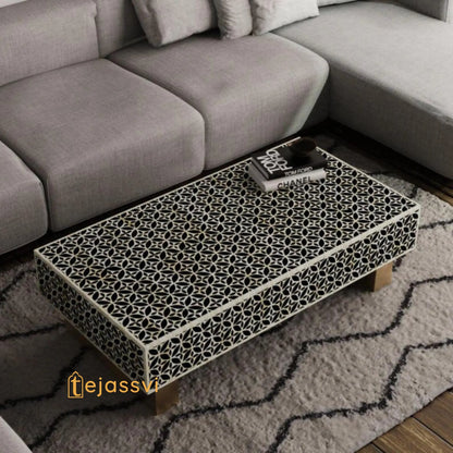 BONE Inlay  Coffee Table / Centre Table, Bone Inlay Honeycomb  Coffee Table Handmade Bone Inlay Modern Pattern Furniture Cocktail Table .