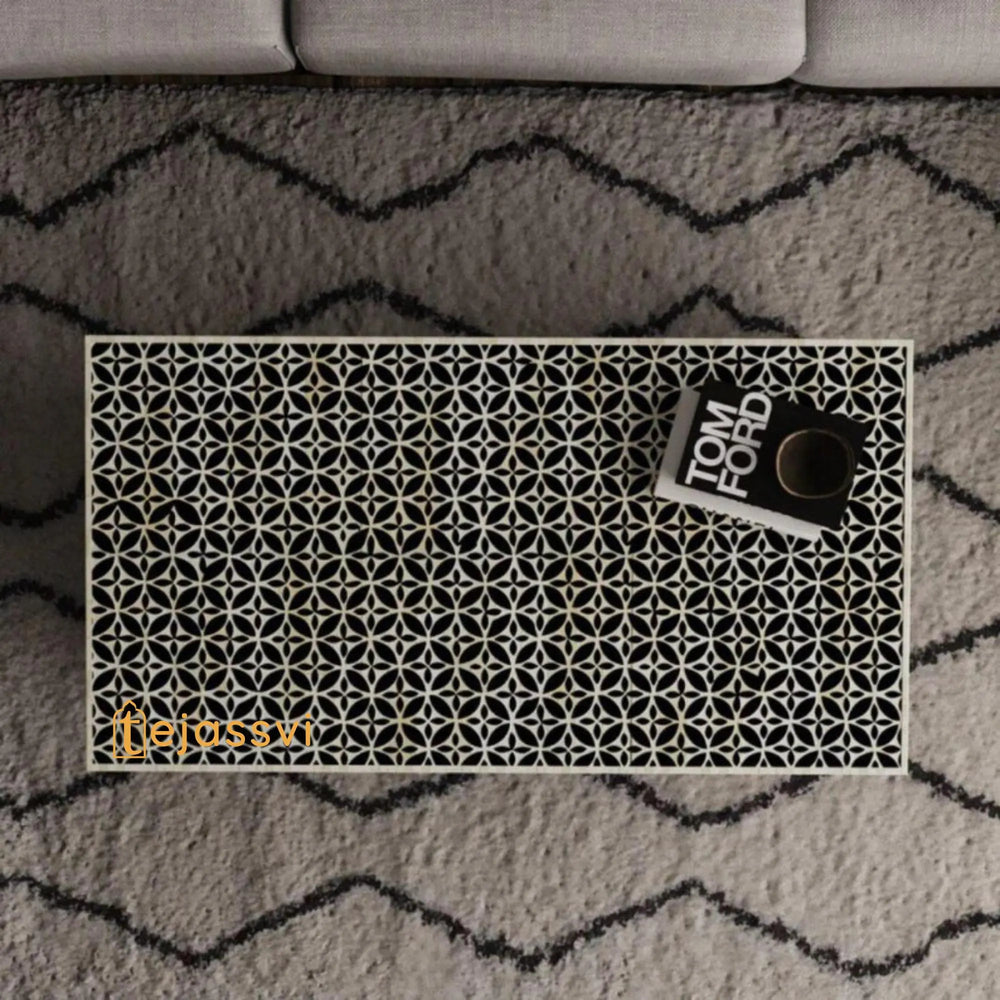 Bone Inlay  Coffee Table / Centre Table / Bone Inlay Honeycomb Coffee Table Handmade Bone Inlay Modern Pattern Furniture Cocktail Table.