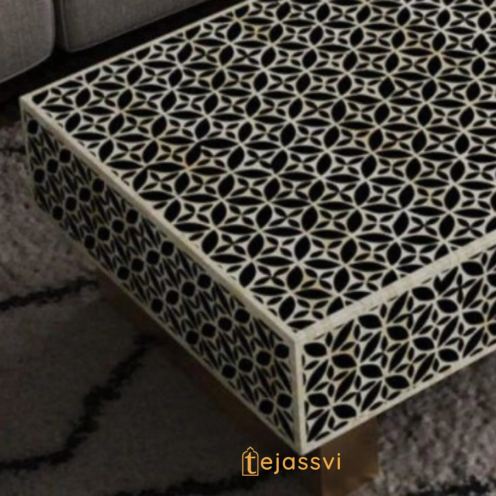 Bone Inlay  Coffee Table / Centre Table / Bone Inlay Honeycomb Coffee Table Handmade Bone Inlay Modern Pattern Furniture Cocktail Table.