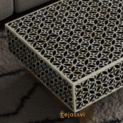 BONE Inlay  Coffee Table / Centre Table, Bone Inlay Honeycomb  Coffee Table Handmade Bone Inlay Modern Pattern Furniture Cocktail Table .