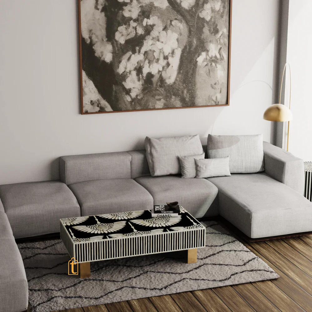 Bone Inlay  Coffee Table / Centre Table / Bone Inlay Honeycomb Coffee Table Handmade Bone Inlay Modern Pattern Furniture Cocktail Table.