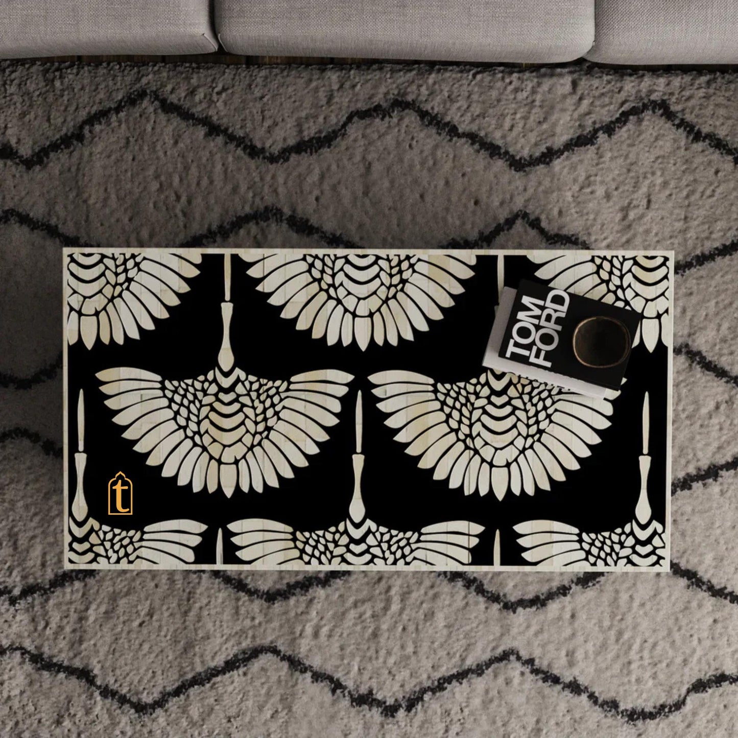 BONE Inlay  Coffee Table / Centre Table, Bone Inlay Honeycomb  Coffee Table Handmade Bone Inlay Modern Pattern Furniture Cocktail Table .