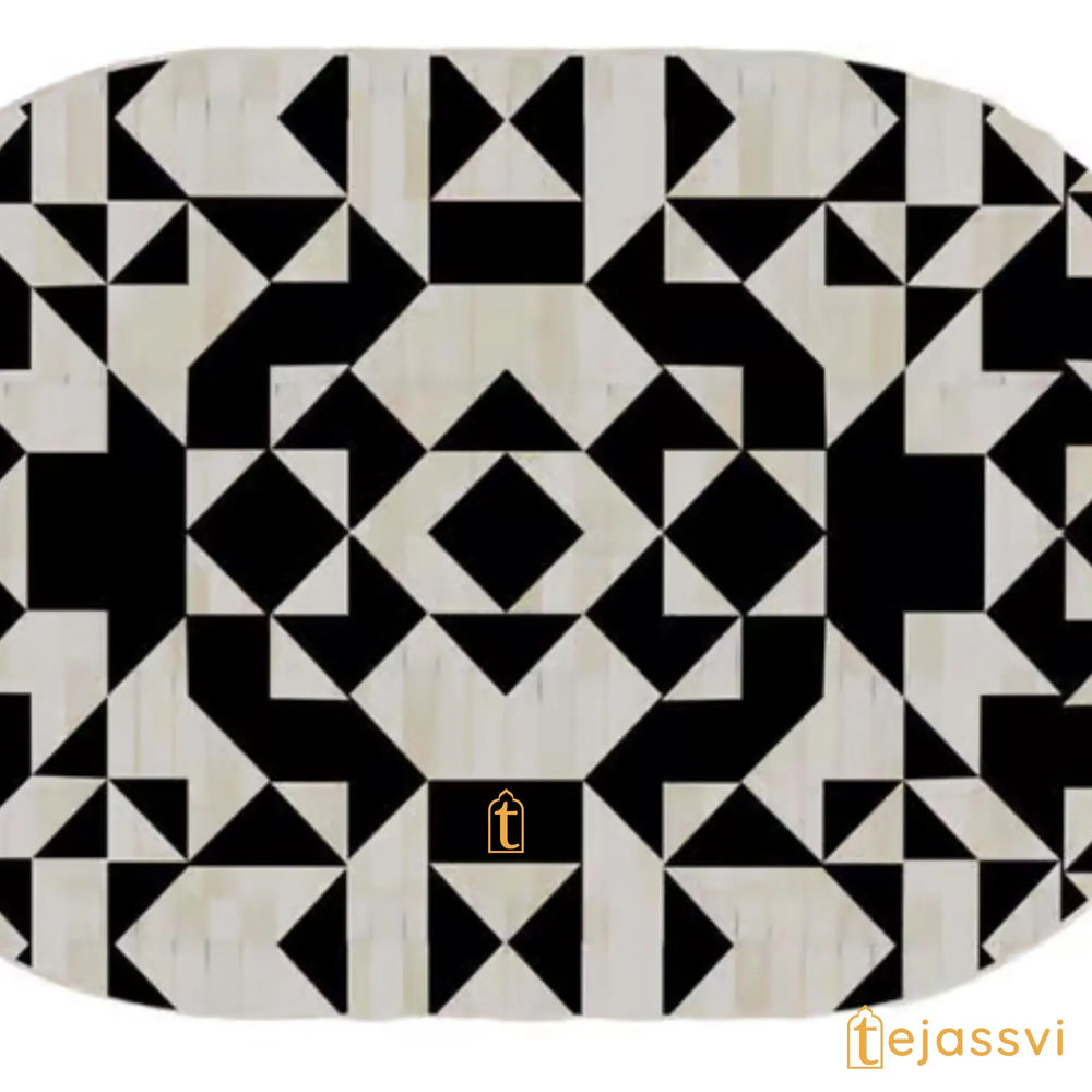 Bone Inlay Oval Coffee Table / Centre Table / Bone Inlay Floral Oval Coffee Table / Handmade Bone Inlay Modern Pattern Furniture.