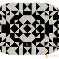 Bone Inlay Oval Coffee Table / Centre Table / Bone Inlay Floral Oval Coffee Table / Handmade Bone Inlay Modern Pattern Furniture.