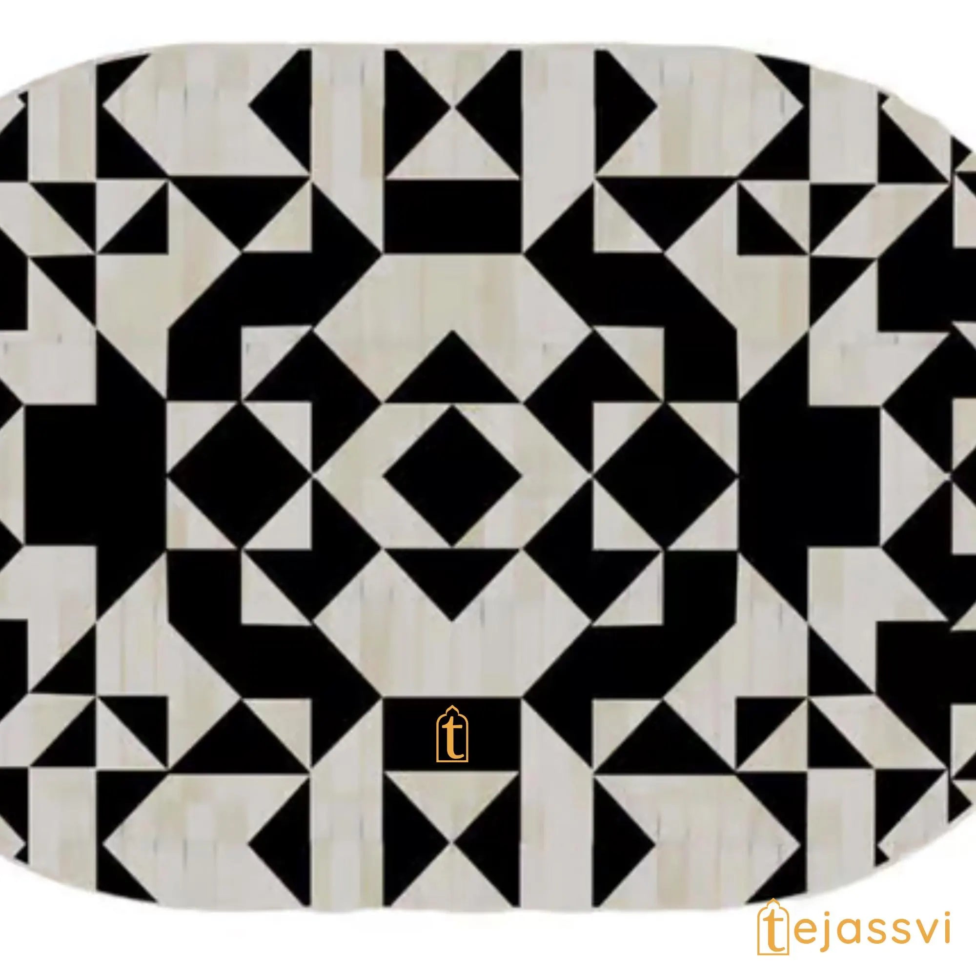 Bone Inlay Oval Coffee Table / Centre Table / Bone Inlay Floral Oval Coffee Table / Handmade Bone Inlay Modern Pattern Furniture.