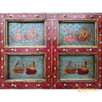 Antique Indian Door | Metal Fitted Handmade Hand Painted SHRINATH Ji Wall Hanging Wall Panel Home Décor.